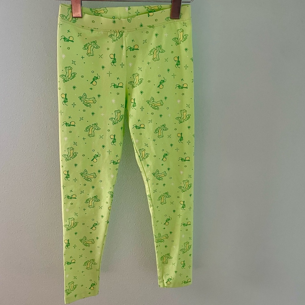 Disney girls Green princess and the frog Patterned Leggings size large 10